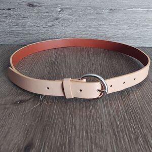 Cream Round Buckle Belt 39.5" Long